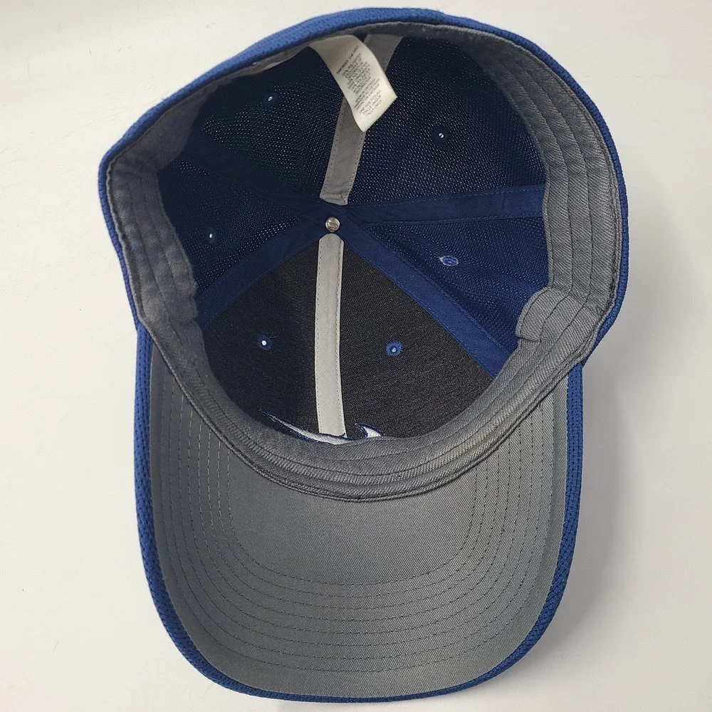 Nike Hat Fitted (Seems‎ S-M) Blue White Fit Dry Swoosh Logo Jersey Mesh Casual